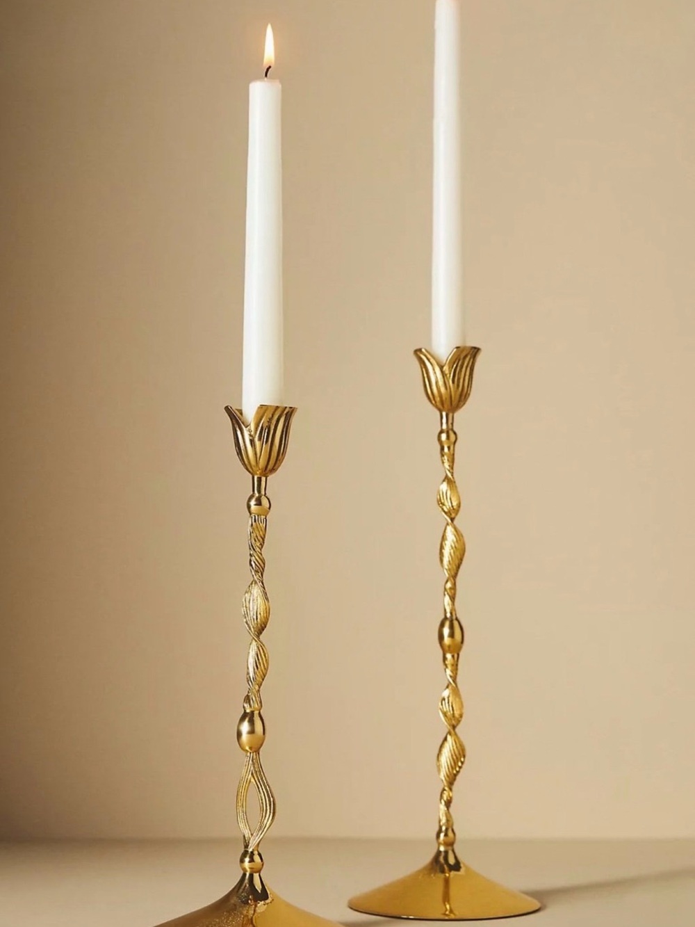 Anthropologie Brass Candle Stick Holders Pair – Elegant Gold